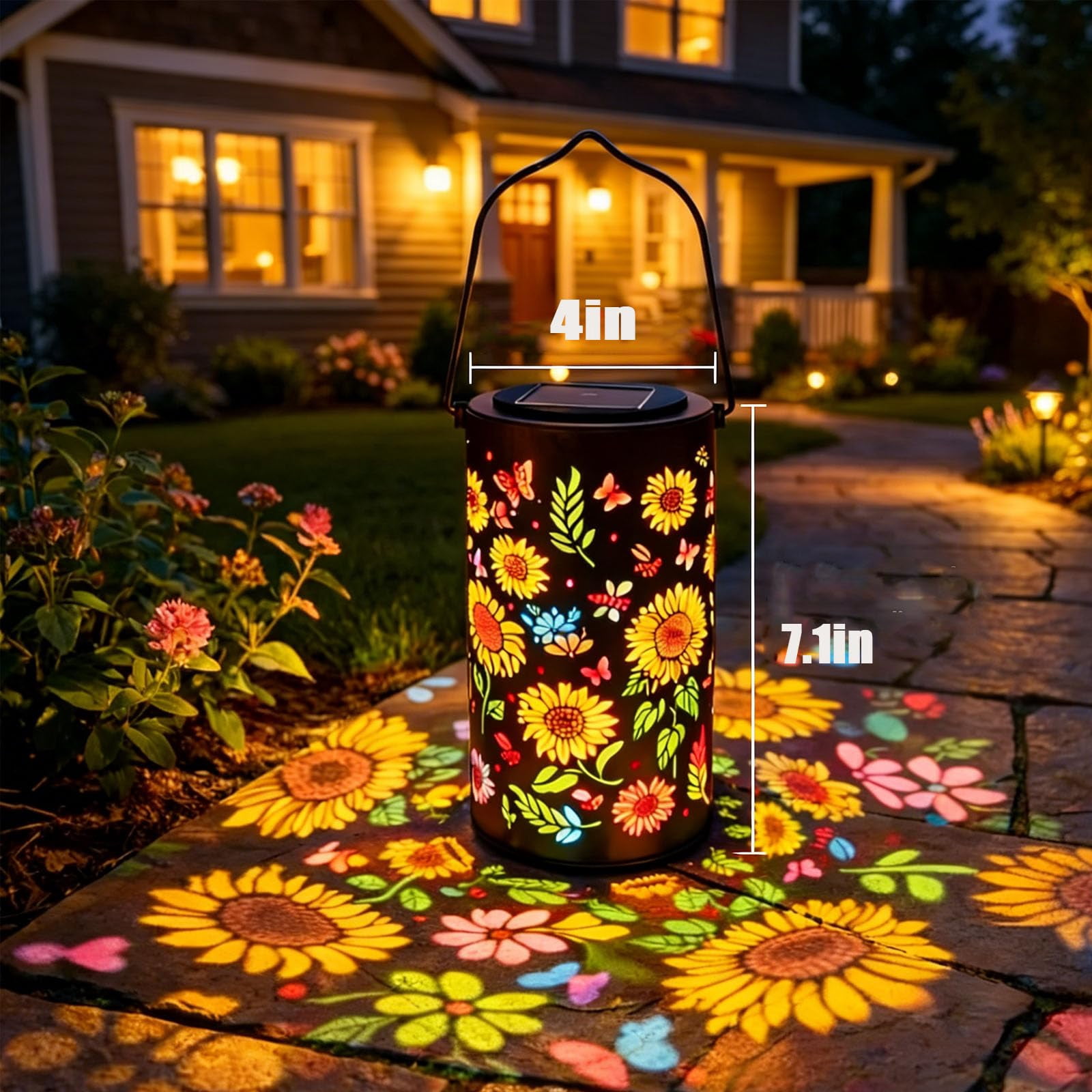 Colorful Sunflower Glow Solar Garden Lantern, Solar-Powered Garden Light, Solar Sunflower Lantern, Outdoor Lamps for Patio