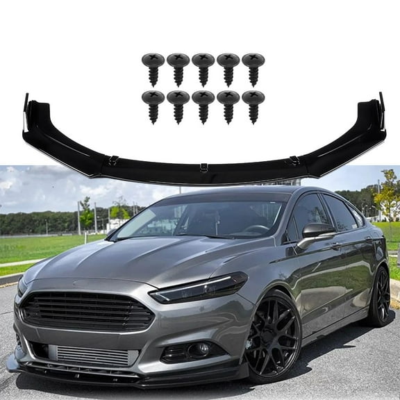 Front Bumper Lip Body Kit Spoiler Glossy Black For Ford Fusion 2013-2020