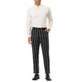 thumbnail image 2 of INSPIRE CHIC Men's Dress Stripe Pants Slim Fit Flat Front Business Trousers 34 Black, 2 of 6