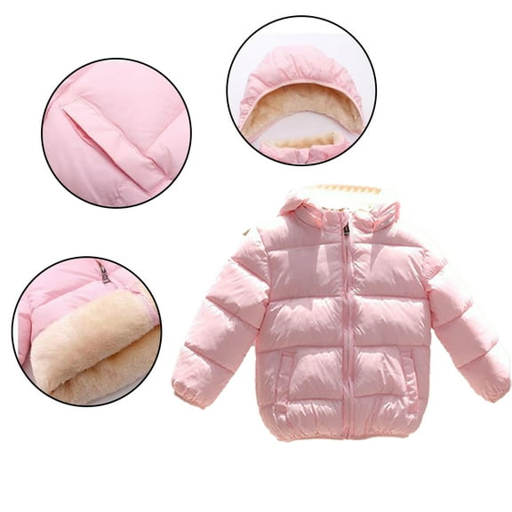 Esaierrr 1-5Y Toddler Kids Hoodie Winter Jacket Padded Zipper Down Coats Tops Thickened Winter Cotton Coats