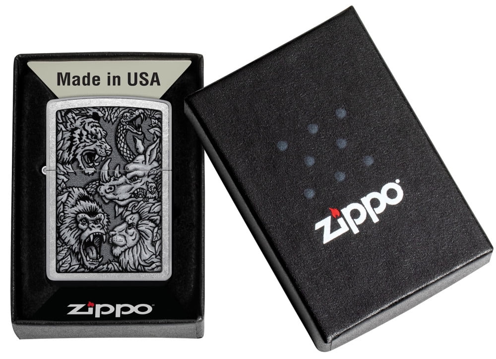 Zippo Jungle Design Street Chrome Pocket Lighter