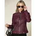 thumbnail image 5 of Made by Johnny Women's Dressy Vegan Leather Biker Jacket S WINE, 5 of 6