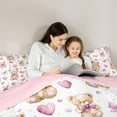 thumbnail image 4 of Homewish Girl Pink Bow 7-Piece Twin Bedding Sets,Brown Toy Bear Bedding Comforter Set,Watercolor Heart Print Sheet Sets For Girls Kids,Microfiber Bedroom Decor Reversible, 4 of 8