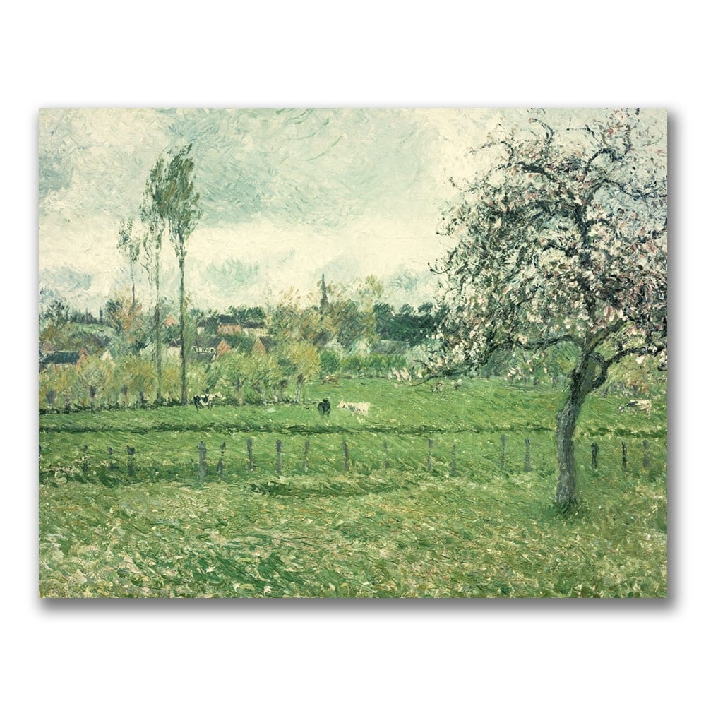 Trademark Fine Art "Meadow at Eragny, 1885" Canvas Wall Art by Camille Pissaro