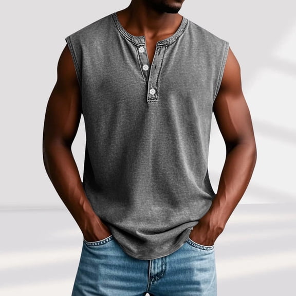 Fnnxeal Mens Tank Tops, Summer Shirts with Stretch Crew Neck Sleeveless Casual Tank Tops for Men Black Tops Size 2XL