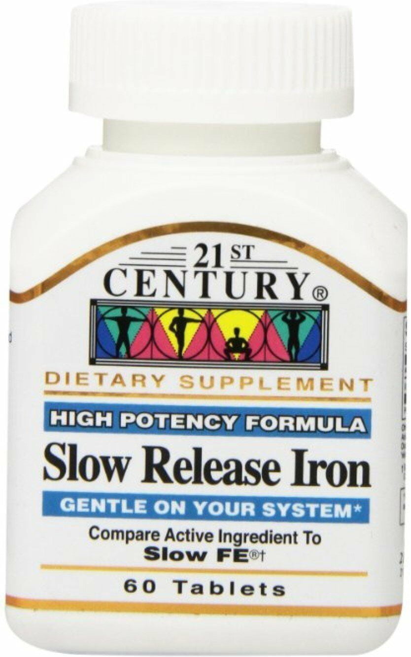 21st Century Slow Release Iron High Potency, Gluten Free, 60ct, 12-Pack