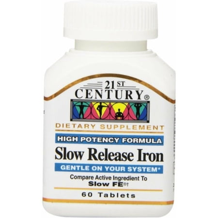 21st Century Slow Release Iron High Potency, Gluten Free, 60ct, 12-Pack