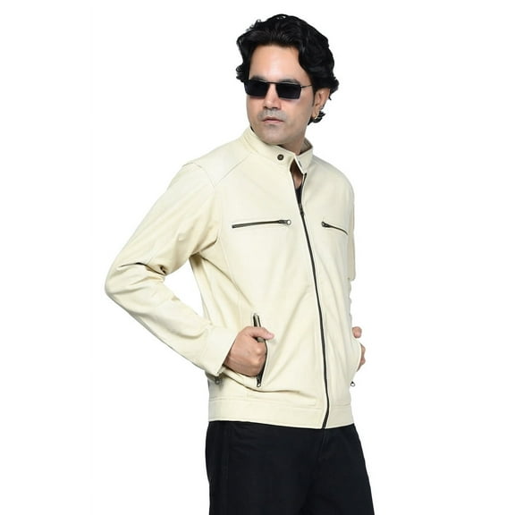 Men's Ivory Leather Jacket