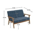 thumbnail image 5 of Miniyam Mid Century Modern Loveseat,2-Seat Linen Fabric Upholstered,Reading Couch,Accent Sofa,Blue, 5 of 10