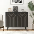 thumbnail image 3 of Accent Cabinet with Carving Lines, Modern Buffet Sideboard with Adjustable Shelves, Decorative Storage Cabinets for Bedroom Living Room Kitchen Office Entryway and Hallway, Black, 3 of 10