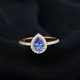 thumbnail image 3 of Rosec Jewels Natural Tanzanite and Diamond Ring, Teardrop Engagement Ring for Women, Tanzanite Vintage Ring, 18K Yellow Gold, US 3.00, 3 of 6