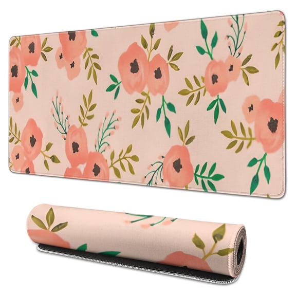 Pink Flowers with a Pink Background desk Mouse Padwaterproof,rubber multispandexno Slip MousepadsDesk Pad for Office Home Game 31.5x15.7inches