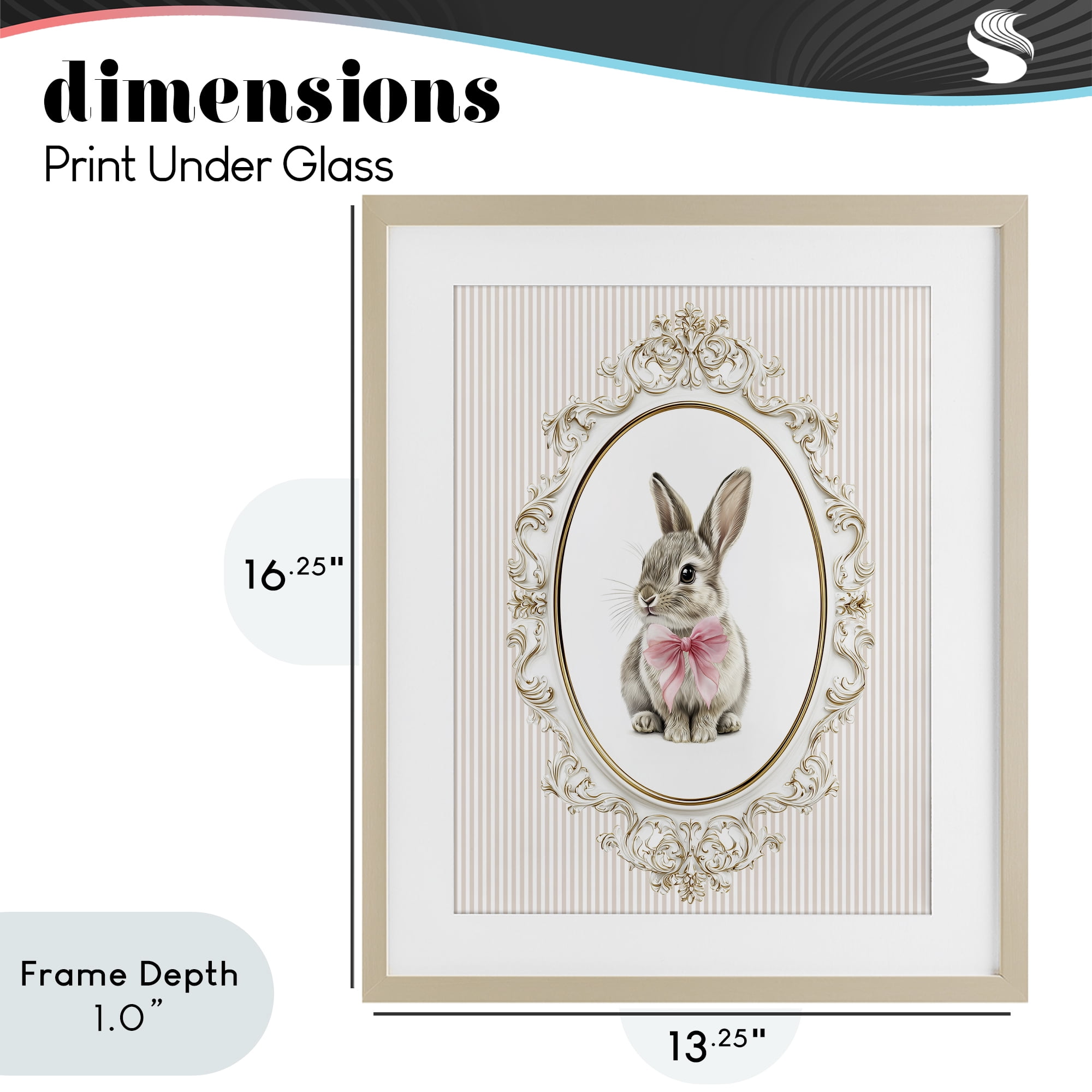 Stupell Industries Ornate Border Bunny Birch Framed Print Under Glass, design by Christine Simpson Art