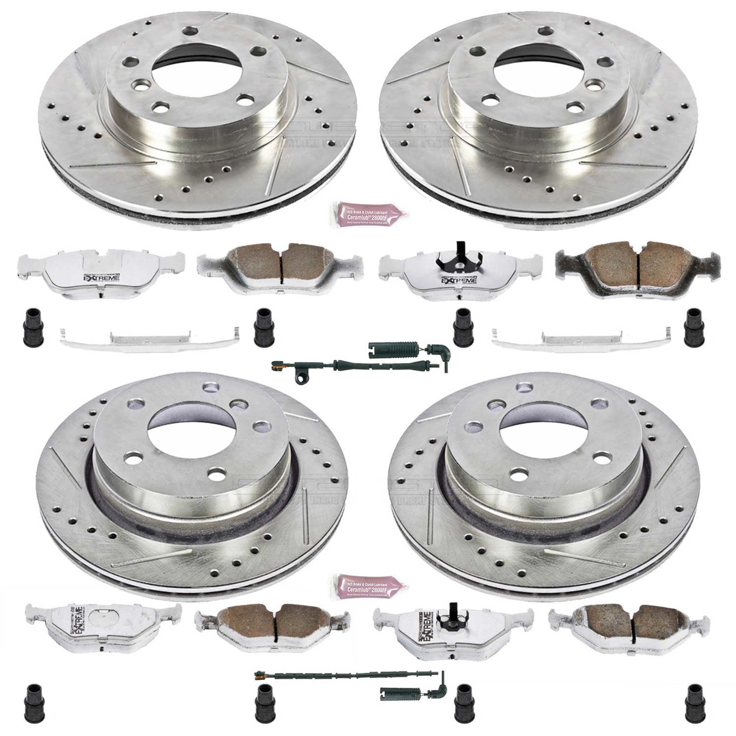 PowerStop Front and Rear Z26 Street Warrior Carbon-Fiber Ceramic Brake Pad and Drilled and Slotted Rotor Kit Fits: BMW Select Models K507-26