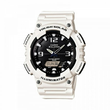 Casio Men's Solar Sport Combination Watch, White Glossy Resin Strap
