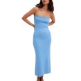 thumbnail image 2 of Liacowi Women Knit Bodycon Midi Dress Strapless Sleeveless Tube Dress Summer Striped Dress Beachwear, 2 of 6