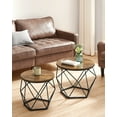 thumbnail image 3 of VASAGLE Small Round Coffee Table Set of 2 Side End Table with Steel Frame Rustic Brown and Ink Black, 3 of 7
