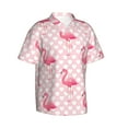 thumbnail image 2 of Daiia Cute Flamingo with Heart Hawaiian Shirt for Men Gentle Cotton Regular Short Sleeve Casual-3X-Large, 2 of 9