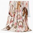 thumbnail image 2 of Western Cowgirl Horse Rose Collage, Rustic Farmhouse Horse Scene, Warm Flannel Blanket for Ranch House and Living Room, Horse Lovers Valentine's Day Gift, Rustic Home Decor, 2 of 9