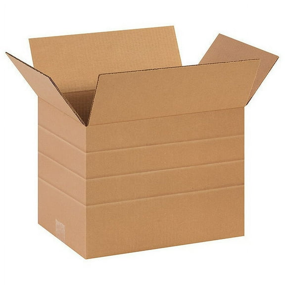 ZoroSelect Multi-Depth Corrugated Boxes, 14" x 10" x 10", Kraft, 25/Bundle