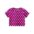 thumbnail image 4 of Inglocry Girls Short Sleeve Crop Tops Kids Fashion Oversized Cute Crew Neck Cropped Athletic T Shirts Oversized T-Shirt Polka Dot Graphic Tees Hot Pink 4-5Y, 4 of 5