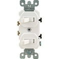 thumbnail image 2 of Leviton 5224-2W 15 Amp, 120/277 Volt, Duplex Style Single-Pole/Single-Pole AC Combination Switch, Grounding, White, 2 of 2