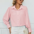 thumbnail image 4 of cfhntfmh Button down Shirts for Women Ruffle Long Sleeve Work Tops Textured Oversized Loose Collared Dressy Casual Blouse S-Xxl, 4 of 7