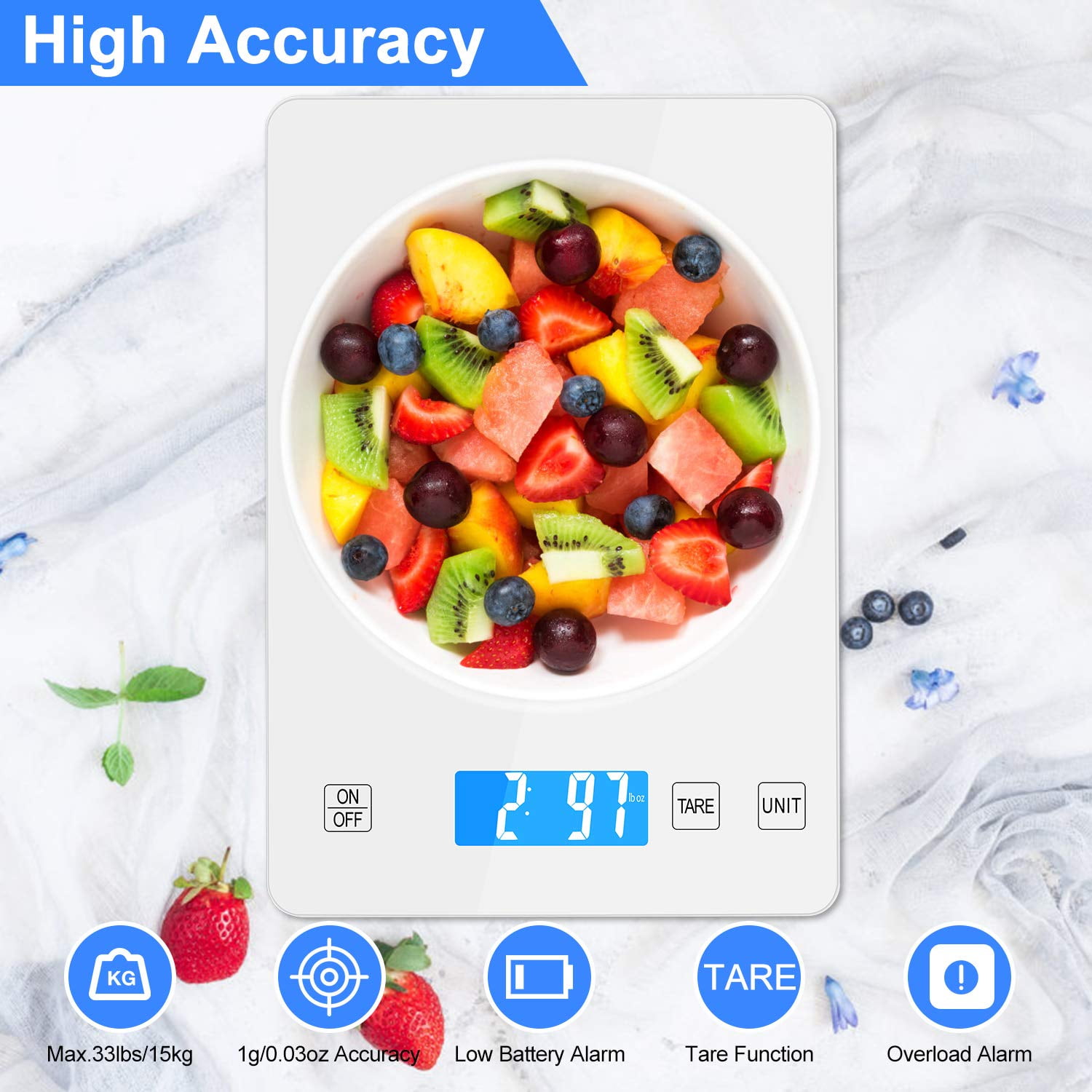Phansra Food Scale, 22lb Rechargeable Digital Kitchen Scale $9.99