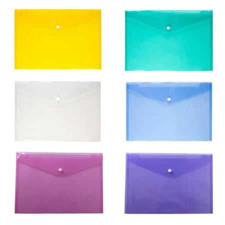 CUH Plastic Button File Bag Document Clear Transparent A4 Paper Holder Fireproof Waterproof Checkbook for School Travel
