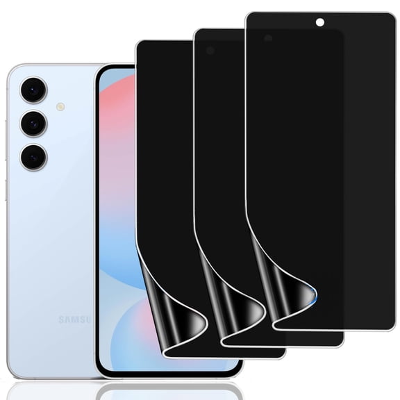 ZYQEEE Privacy Screen Protector for Samsung Galaxy S24 FE, Anti-Spy Flexible TPU Hydrogel Film for Galaxy S24 FE, Case Friendly,Curved Coverage, 3 Pack
