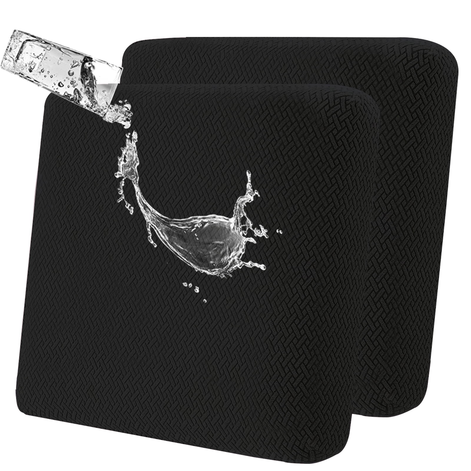 Eurhowing Outdoor Chair Cushion Covers 2Pcs, Waterproof Stretch Seat Cushions Slipcovers, Chair Seat Furniture Protector for Patio, Black