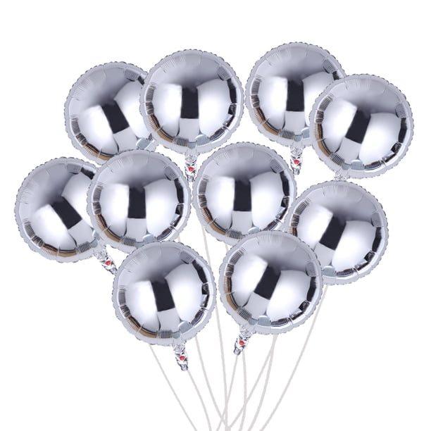 10 globos redondos de aluminio de 18 pulgadas para fiestas, decoración de San Valentín, bodas, cumpleaños y fiestas (plateados).