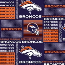 Denver Broncos 58" 100% Cotton Sports Sewing & Craft Fabric By the Yard, Blue, Orange and White