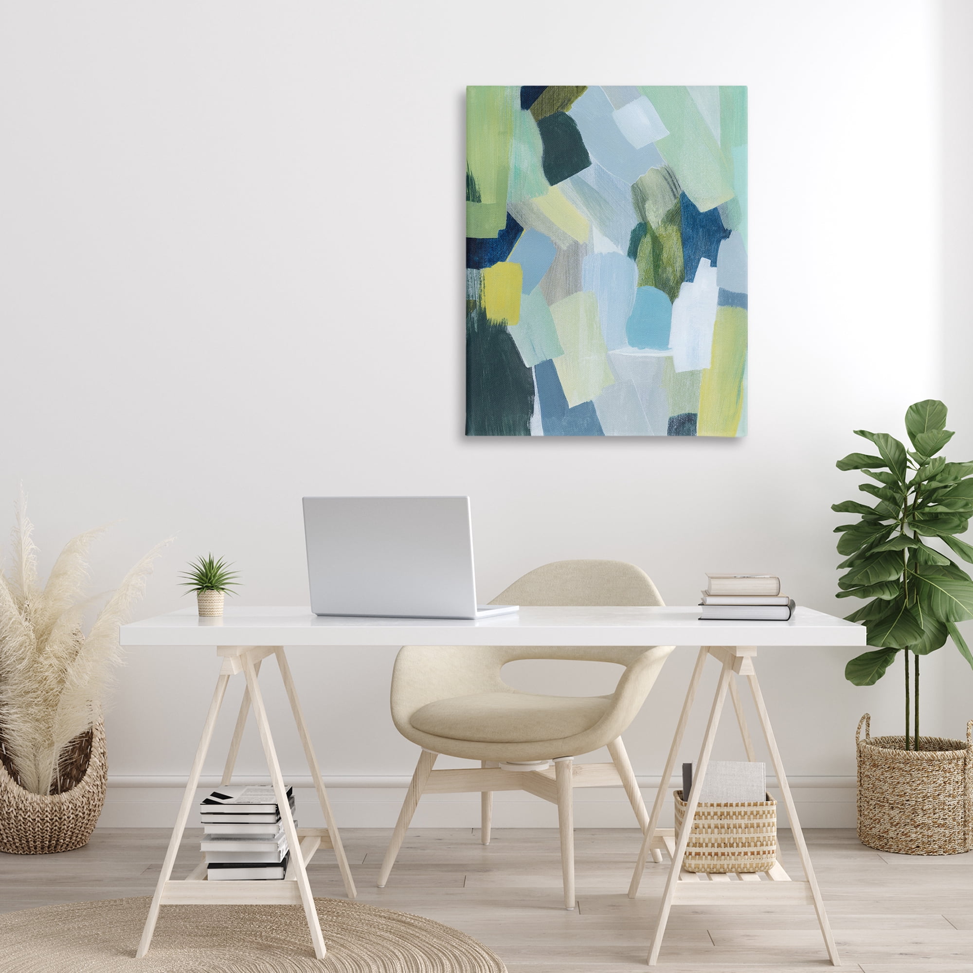 Stupell Industries Layered Green Brush Strokes Abstract Painting Gallery Wrapped Canvas Art Print Wall Art, 30 x 40