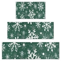 Green Christmas Snowflake Pattern Kitchen Rugs Sets Of 3,Kitchen Runner Rugs Non Skid Washable,Decorative Kitchen Floor Mats for Kitchen,Sink,Laundry,17"x30"  17"x47"   17"x59"