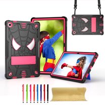 TECH CIRCLE Cute Spider Case for Lenovo Tab M10 Plus (3rd Generation) 10.6" Tablet 2022 (Model TB-125F/128F) - Protective Shockproof Rugged Kids Case with Sturdy Stand / Shoulder Strap, Black Rose