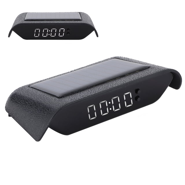 Car Solar Clock, Easy To Install Car Time Digital Temperature Clock, Wide Viewing Angle For Car Racer Green Light,Red Light,Blue Light,White Light