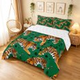 thumbnail image 3 of Manfei Forest Tiger Print King Size Comforter Sets, Tribal Animal Print Comforters King Size, Green Brown, Reversible, 3 Pieces, 1 Comforter and 2 Pillowcases, 3 of 7
