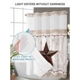 thumbnail image 4 of No Hook Cloth Fabric Shower Curtain with Snap in Liner, Farmhouse Waterproof Shower Curtains Set with See Through Top Window, Rustic Brown Country Star Barn Berry Wooden Bath Curtains Shower 54"x78", 4 of 6