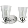 thumbnail image 3 of Aspen Creative 62116-1, Two-Light Metal Bathroom Vanity Wall Light Fixture, 15 1/2" Wide, Transitional Design in Satin Nickel with Clear Glass Shade, 3 of 6