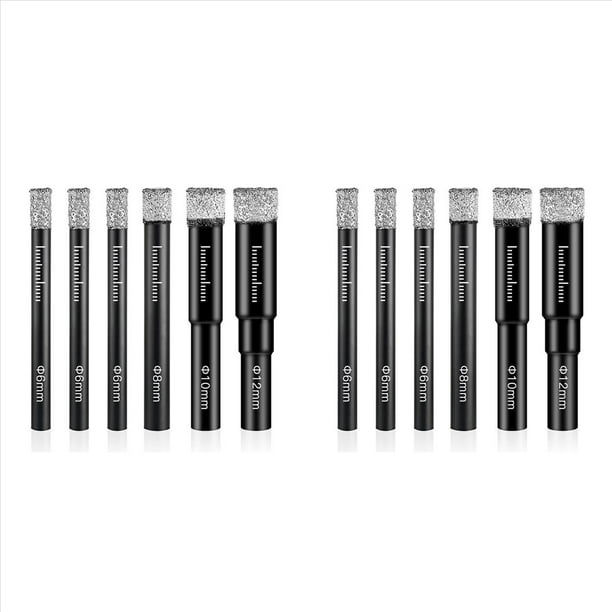 12 Uds Broca de Diamante Broca para Azulejo de Porcelana 6Mm 8Mm 10Mm 12Mm Juegos de Brocas para Azulejo Brocas Redondas Brocas Secas