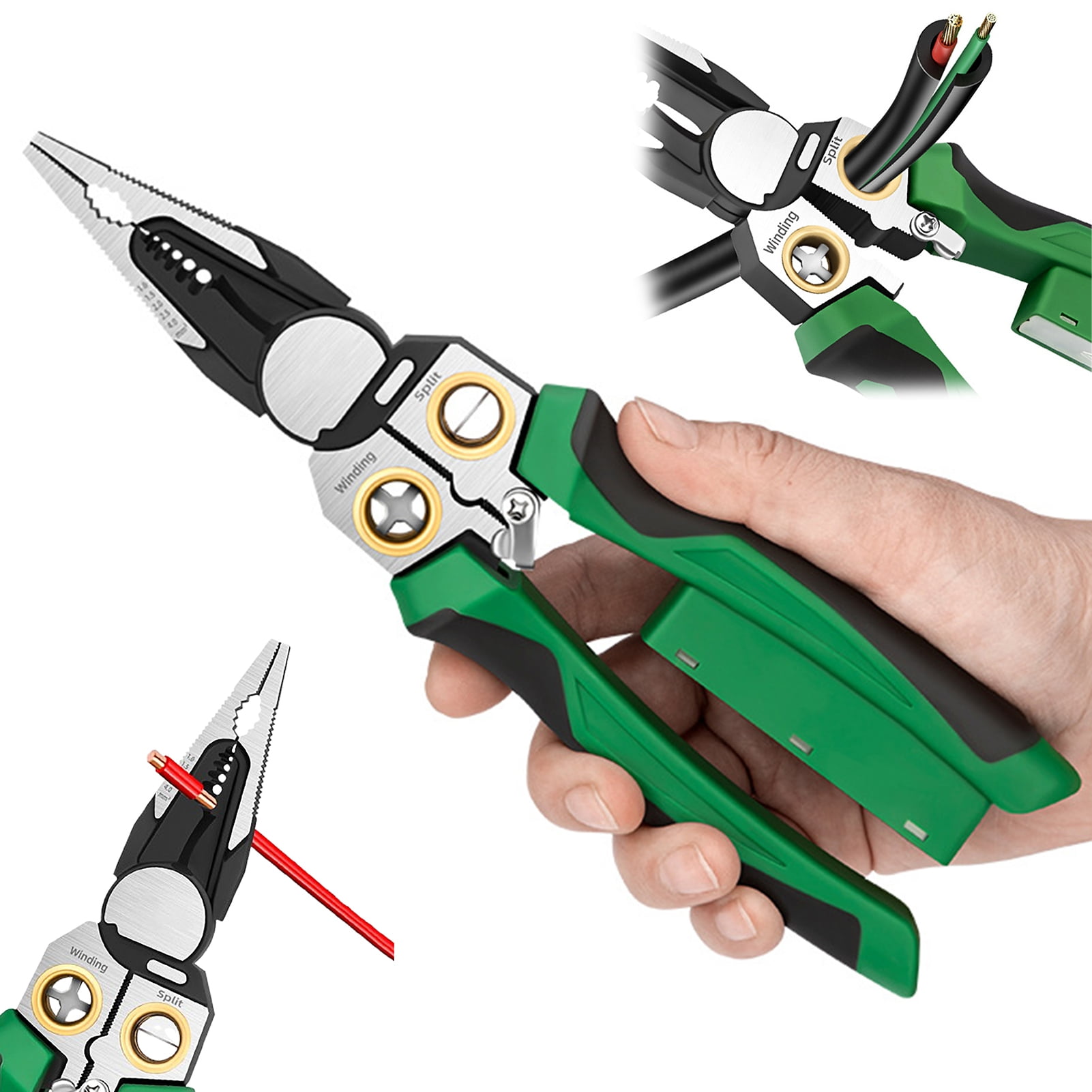 Sylvtty 8-in-1 Wire Stripper with Voltage Tester Ergonomic Handle Portable Multi-function Electric Wire Stripping Tool Cable Cutter