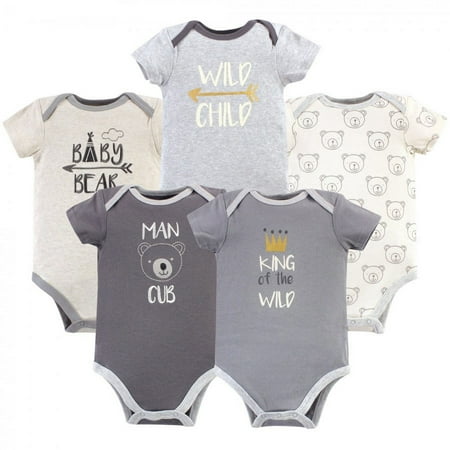 UPC: 0660168606287 | Luvable Friends Baby Boy Cotton Bodysuits 5pk Bear 3-6 Months