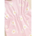 thumbnail image 6 of Bagilaanoe Toddler Baby Girl Short Jumpsuit Sleeveless Daisy Print Romper Ribbed Overalls 6M 12M 18M 24M 3T 4T Kids Shorts Summer Clothes, 6 of 7
