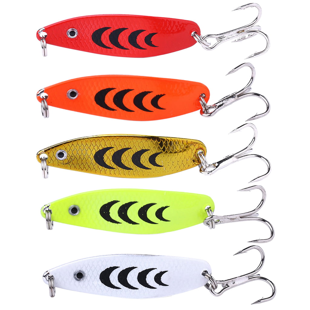 5x/Set Spinner Fishing Baits Metals Golden Red Spoons Lures Fishings HooALUK 