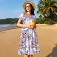 thumbnail image 4 of Disketp Owl And Floral para Vestido de Manga Corta para Mujeres, Vestidos de Verano para Mujeres, Casual y Holgado para la Playa, 4 of 6