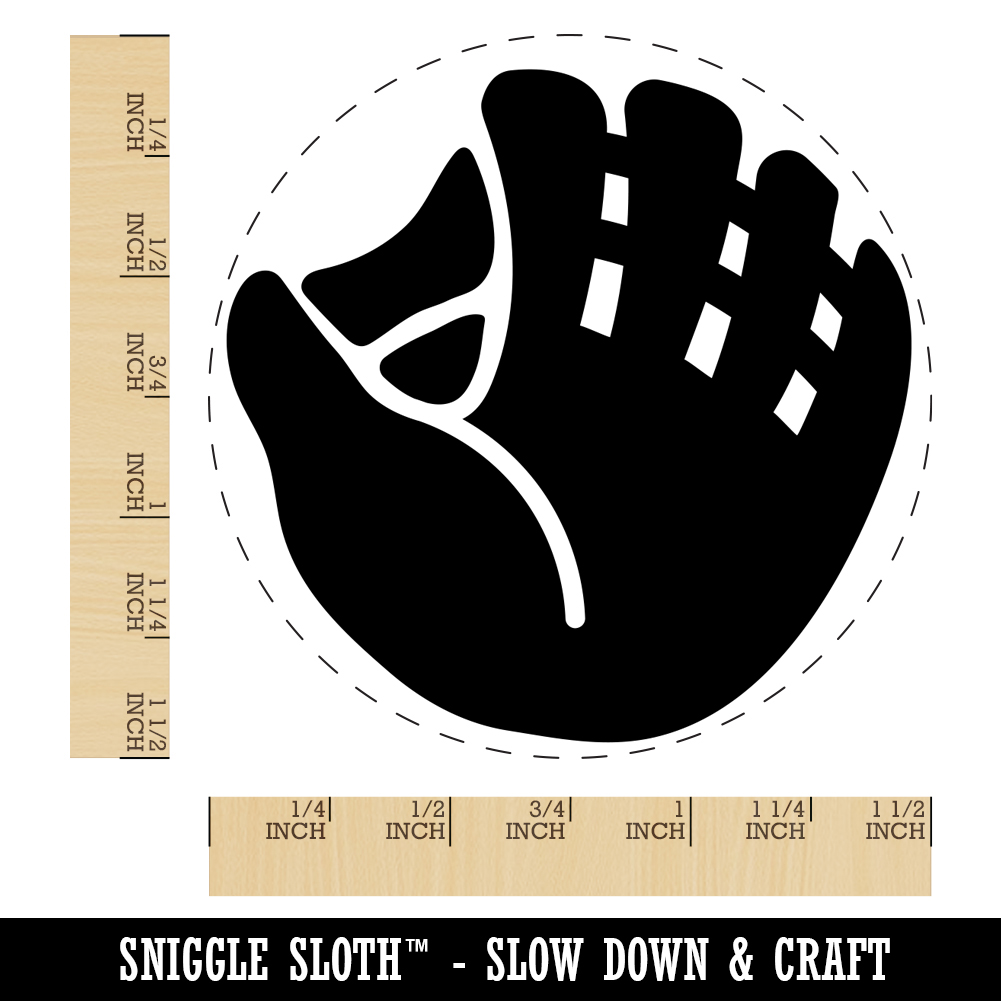 Baseball Glove Mitt Self-Inking Rubber Stamp Ink Stamper - Black Ink - Large 1-1/2 Inch
