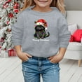thumbnail image 2 of Tfken Toddler Kids Girls Sweatshirt Size 4-5 Years Long Sleeve Crew Neck Cat Print Cute Pullover Sweater Comfortable Light Gray Tops, 2 of 4