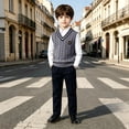 thumbnail image 6 of KAUOD School Uniform Sweaters for Boy Girl Striped V Neck Sweater Vest Y2K Sleeveless Cute Knitted Top Back to School Pullover, 6 of 6