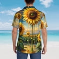thumbnail image 4 of Fuzoiu Artistic Oil Painting Sunflower Print Hawaiian Shirt for Men, Summer Beach Casual Short Sleeve Button Down Shirts, Men’s Beach Summer Shirts with Pocket,Medium, 4 of 7